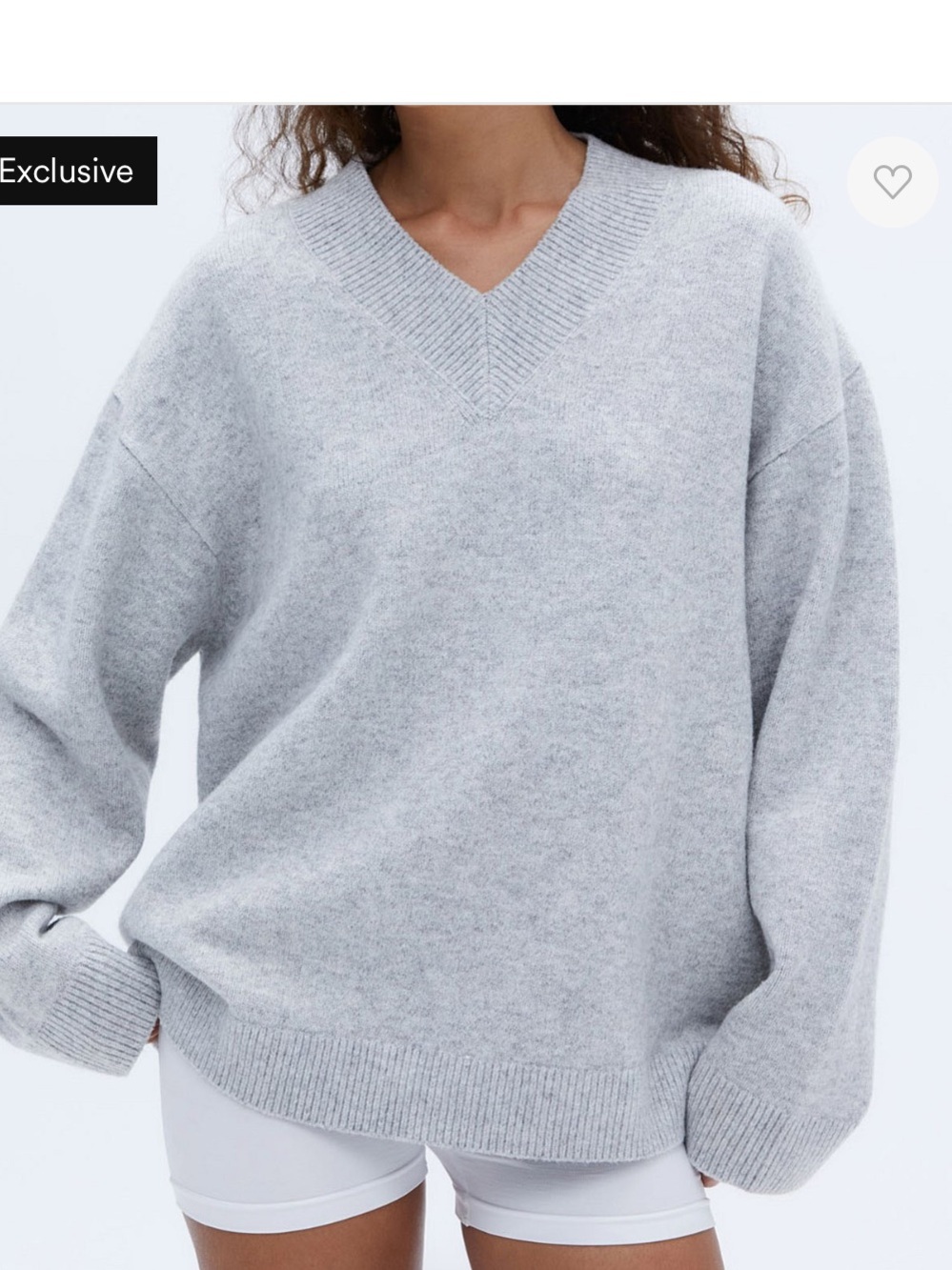 Adanola Light Gray V-Neck Women's Sweater
